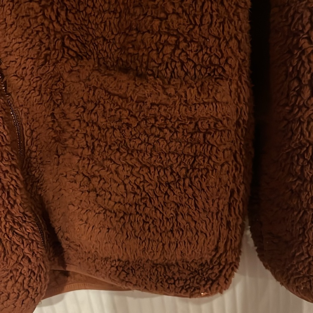 Volcom, Brown Fluffy Zip Up Jacket - image 7